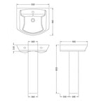 Daniel Basin with Pedestal - 1 TH - White