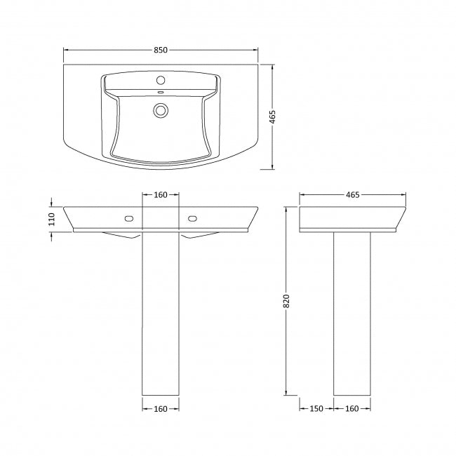 Daniel Basin with Pedestal - 1 TH - White