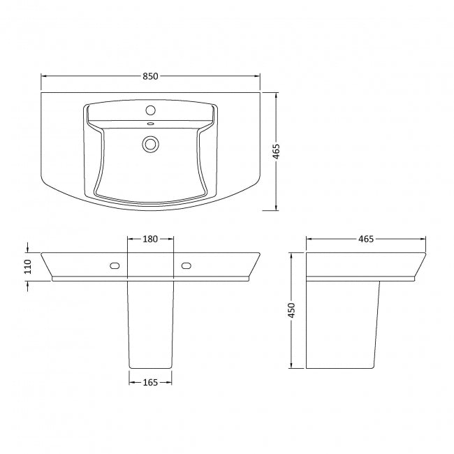 Daniel Basin with Pedestal - 1 TH - White