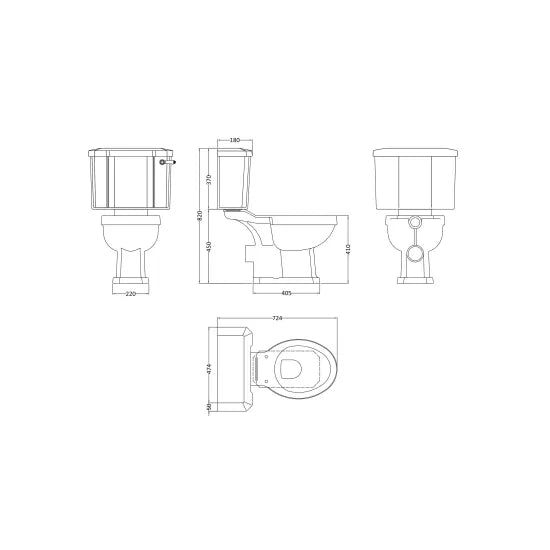 Classique Close Coupled Toilet with Cistern & Seat - White