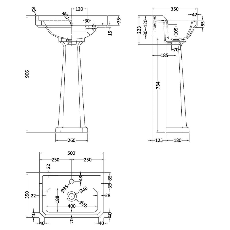 Classique Comfort Height Basin with Full Pedestal - White