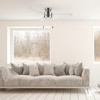 ASCOTT 52 inch 3-Blade Flush Mount Ceiling Fan with LED Light & Pull Chain