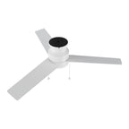 ASCOTT 52 inch 3-Blade Flush Mount Ceiling Fan with LED Light & Pull Chain