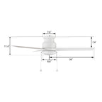 ASCOTT 52 inch 3-Blade Flush Mount Ceiling Fan with LED Light & Pull Chain