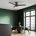 ASCOTT 52 inch 3-Blade Flush Mount No Light Ceiling Fan with Pull Chain