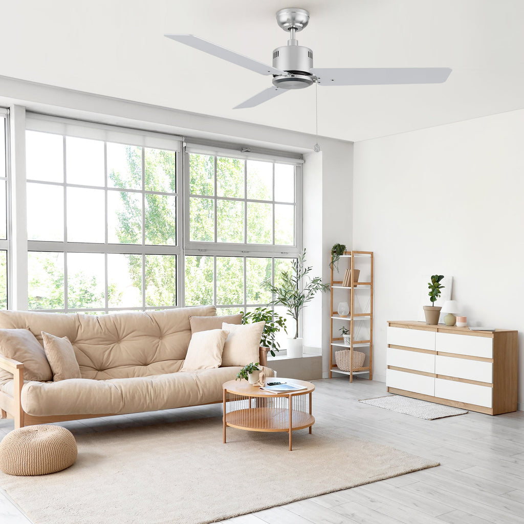 APEX 52 inch 3-Blade No Light Ceiling Fan with Pull Chain
