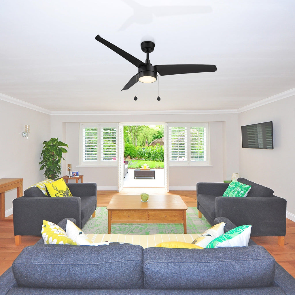 REXTON 52 inch 3-Blade Ceiling Fan with LED Light & Pull Chain