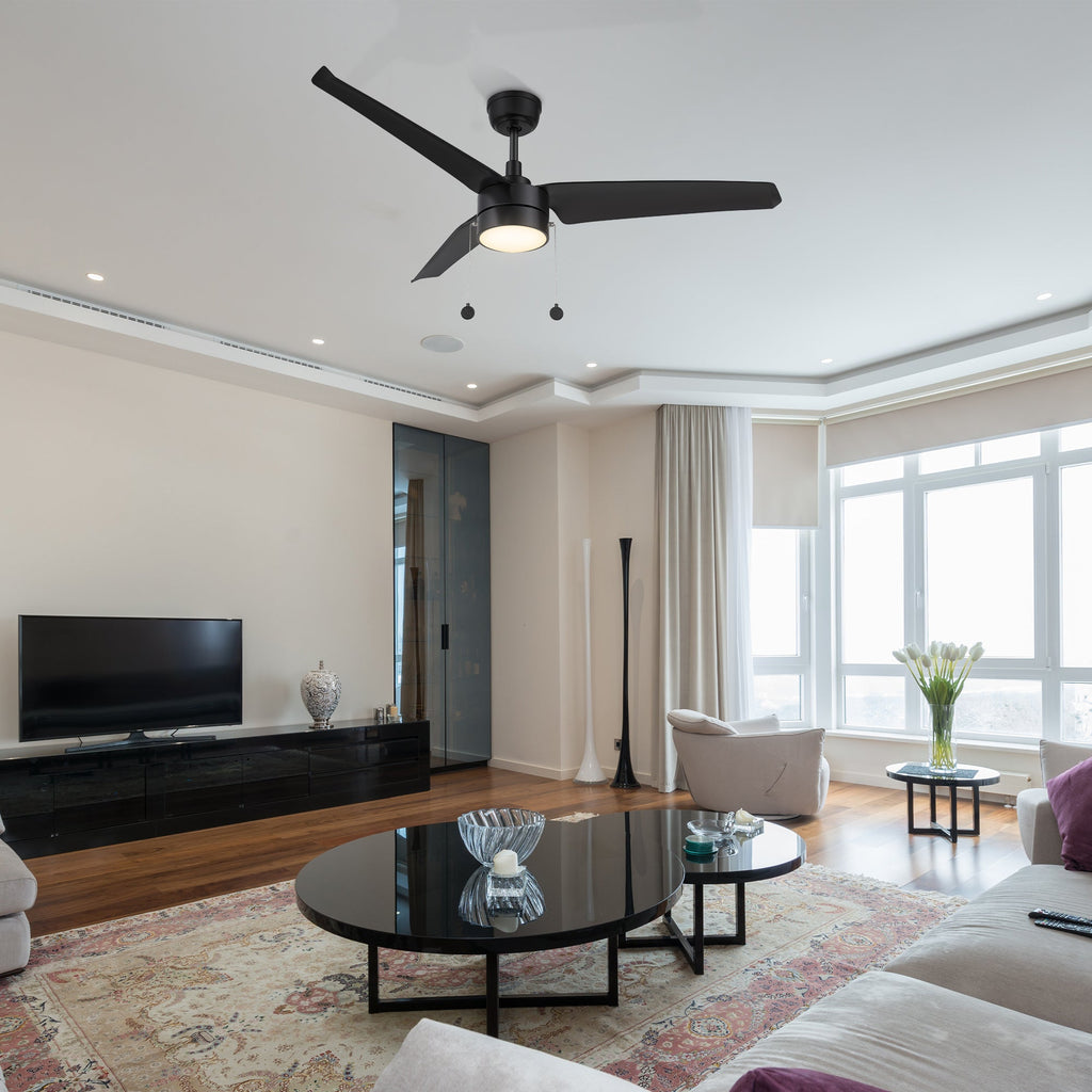 REXTON 52 inch 3-Blade Ceiling Fan with LED Light & Pull Chain