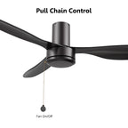 HAVEN 52 inch 3-Blade Flush Mount Ceiling Fan with Pull Chain