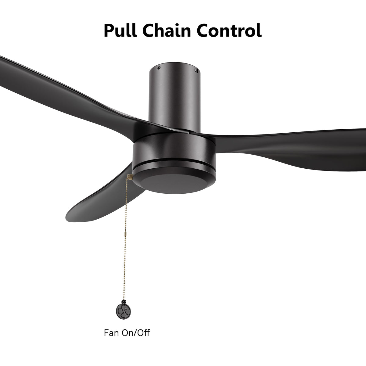 HAVEN 52 inch 3-Blade Flush Mount Ceiling Fan with Pull Chain
