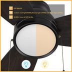 GREENWOOD 52" 3-Blade Flush Mount Ceiling Fan with LED Light & Pull Chain