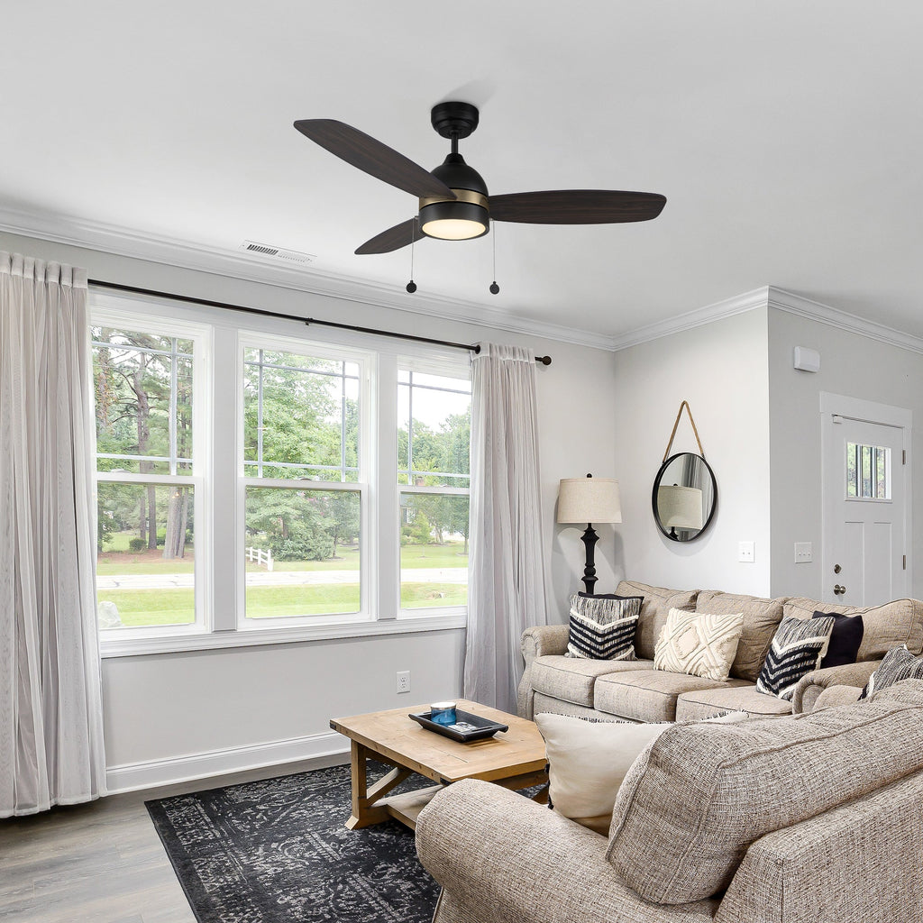 GREENWOOD 48" inch 3-Blade Ceiling Fan with LED Light & Pull Chain