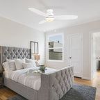 GREENWOOD 52" 3-Blade Flush Mount Ceiling Fan with LED Light & Pull Chain
