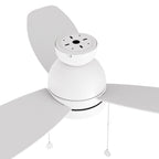 GREENWOOD 52" 3-Blade Flush Mount Ceiling Fan with LED Light & Pull Chain