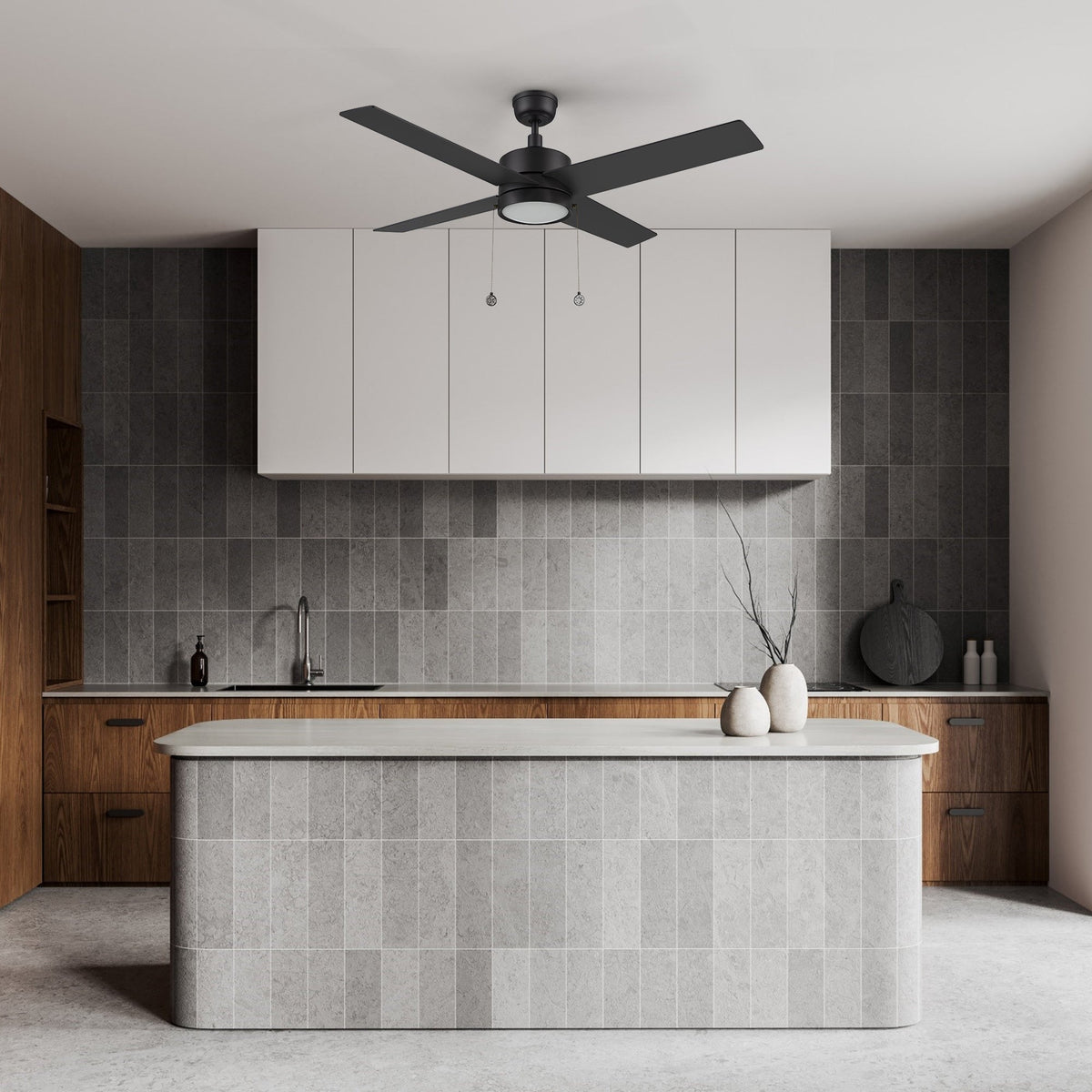 ASCOTT 52 inch 4-Blade Ceiling Fan with LED Light & Pull Chain
