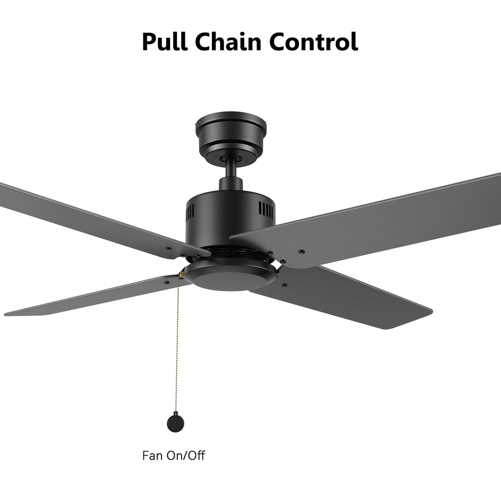 APEX 52 inch 4-Blade No Light Ceiling Fan with Pull Chain