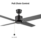 APEX 52 inch 4-Blade No Light Ceiling Fan with Pull Chain