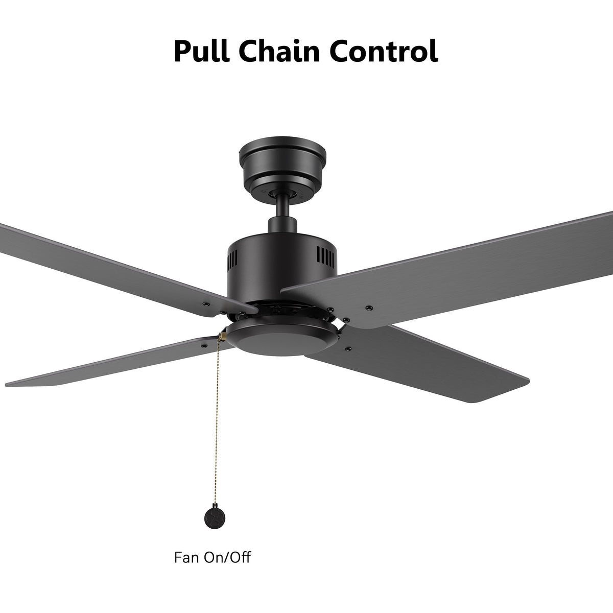 APEX 52 inch 4-Blade No Light Ceiling Fan with Pull Chain