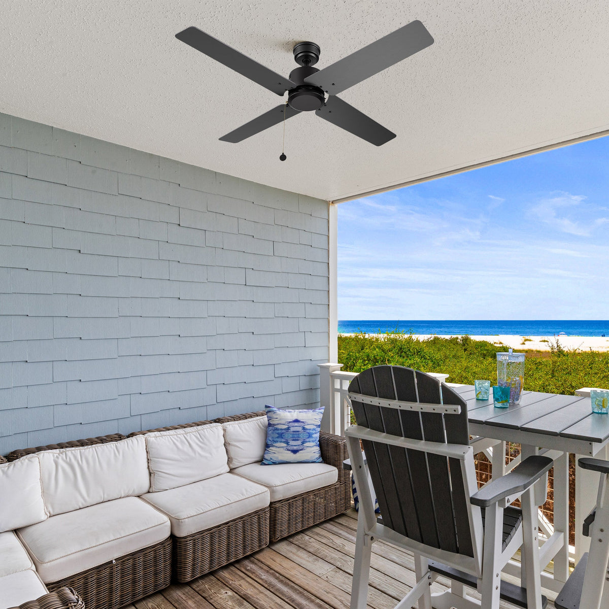 APEX 52 inch 4-Blade No Light Ceiling Fan with Pull Chain