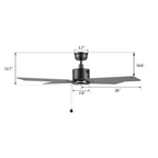 APEX 52 inch 4-Blade No Light Ceiling Fan with Pull Chain