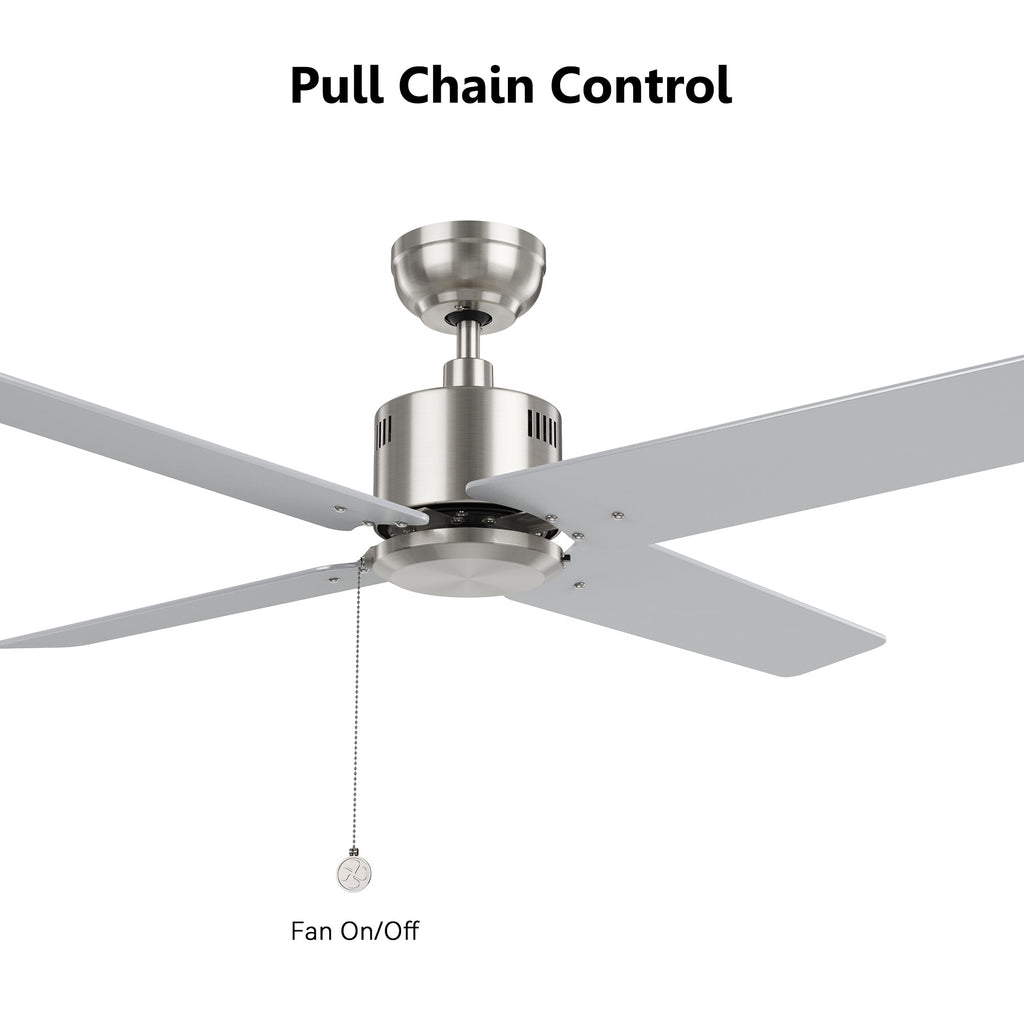 APEX 52 inch 4-Blade No Light Ceiling Fan with Pull Chain
