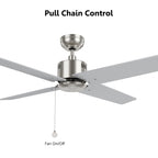 APEX 52 inch 4-Blade No Light Ceiling Fan with Pull Chain