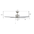 APEX 52 inch 4-Blade No Light Ceiling Fan with Pull Chain