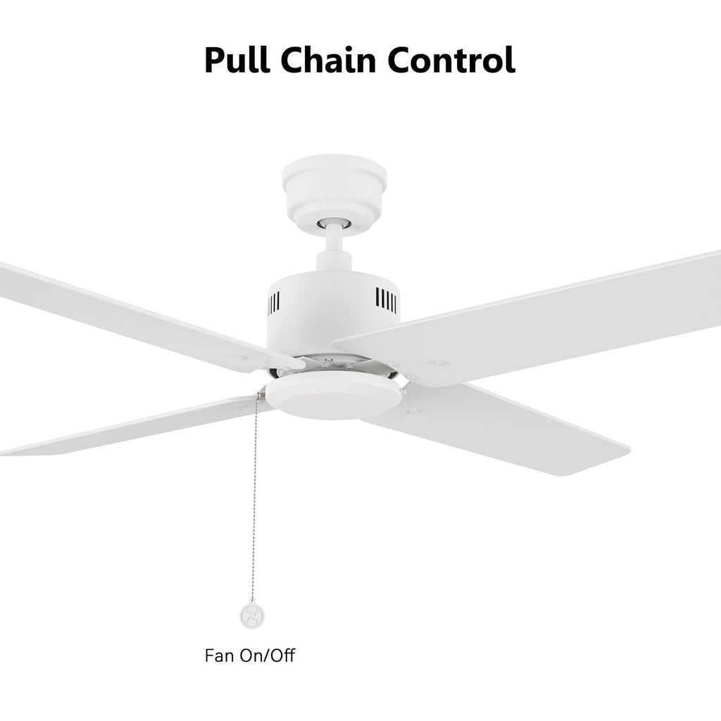 APEX 52 inch 4-Blade No Light Ceiling Fan with Pull Chain
