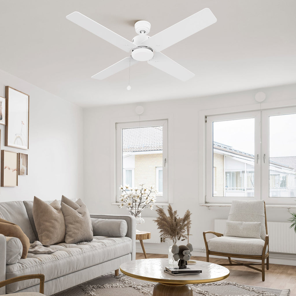 APEX 52 inch 4-Blade No Light Ceiling Fan with Pull Chain