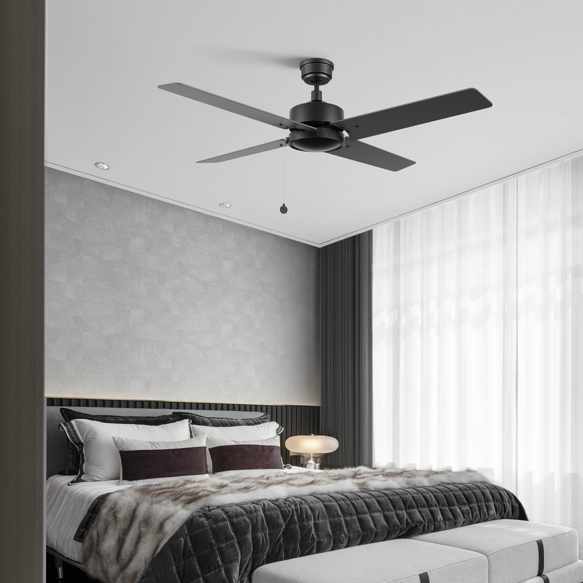 VINK 52 inch 4-Blade No Light Ceiling Fan with Pull Chain