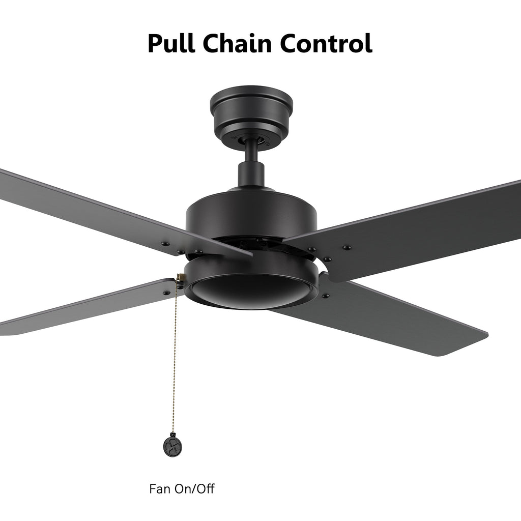 VINK 52 inch 4-Blade No Light Ceiling Fan with Pull Chain