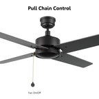 VINK 52 inch 4-Blade No Light Ceiling Fan with Pull Chain