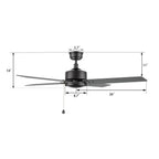VINK 52 inch 4-Blade No Light Ceiling Fan with Pull Chain