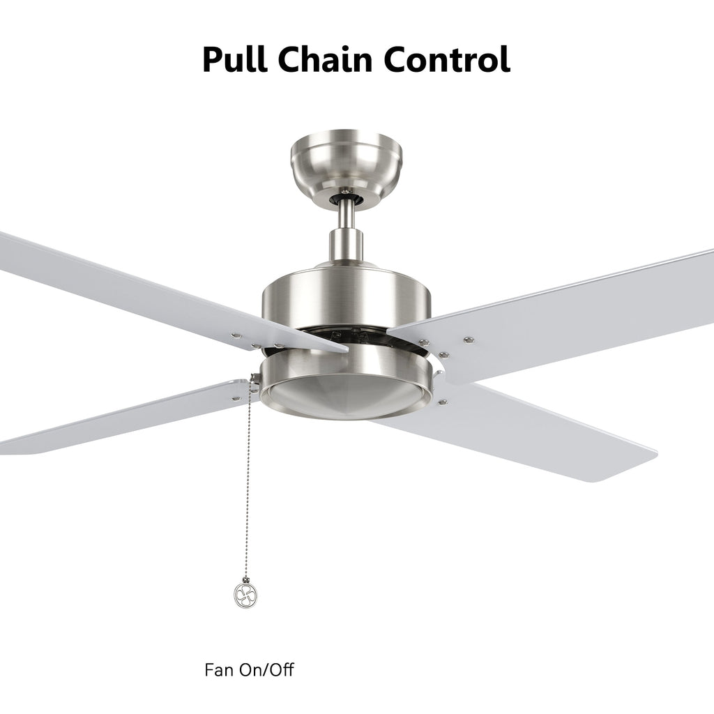 VINK 52 inch 4-Blade No Light Ceiling Fan with Pull Chain
