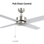 VINK 52 inch 4-Blade No Light Ceiling Fan with Pull Chain