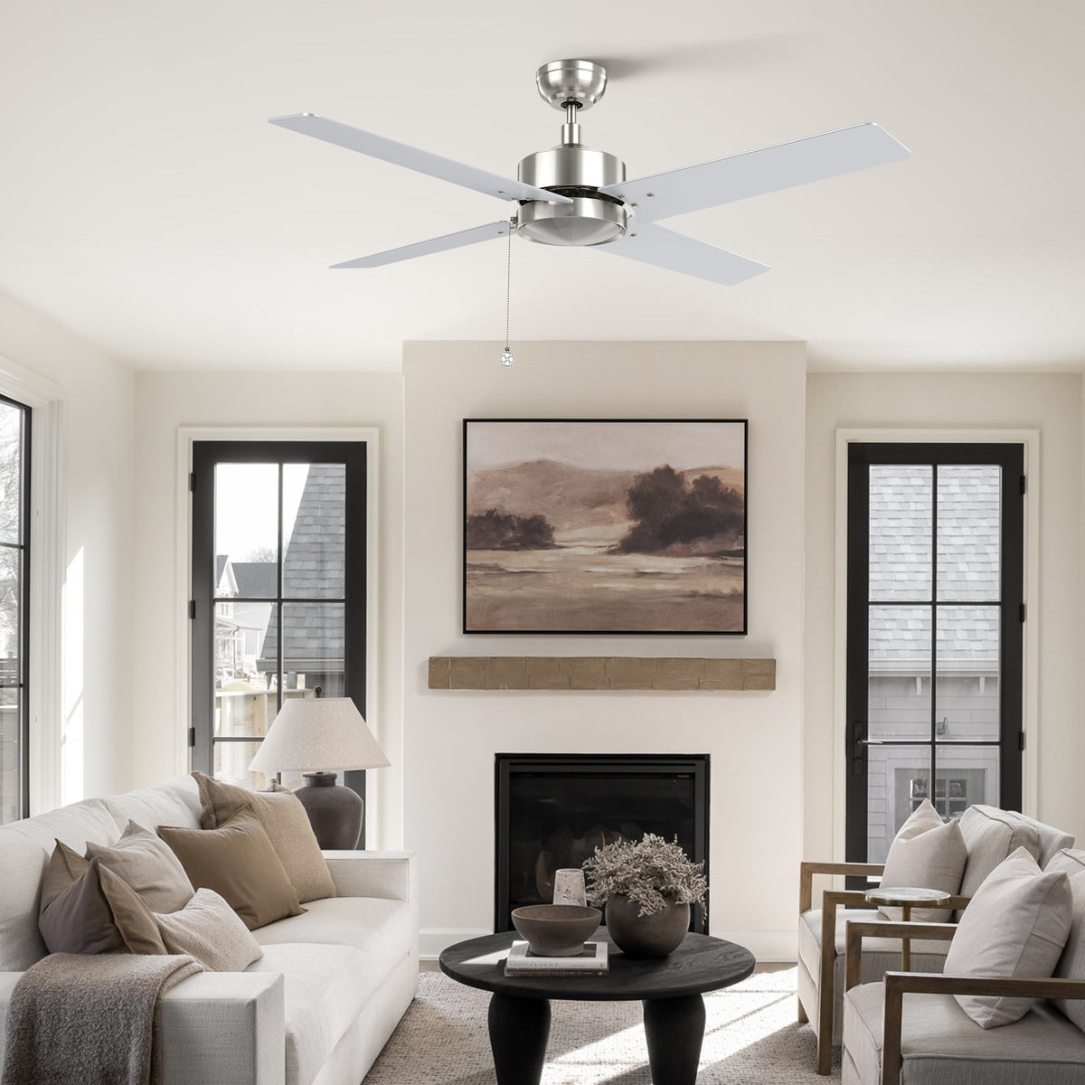 VINK 52 inch 4-Blade No Light Ceiling Fan with Pull Chain