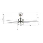 VINK 52 inch 4-Blade No Light Ceiling Fan with Pull Chain