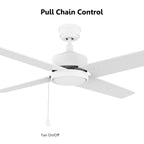VINK 52 inch 4-Blade No Light Ceiling Fan with Pull Chain