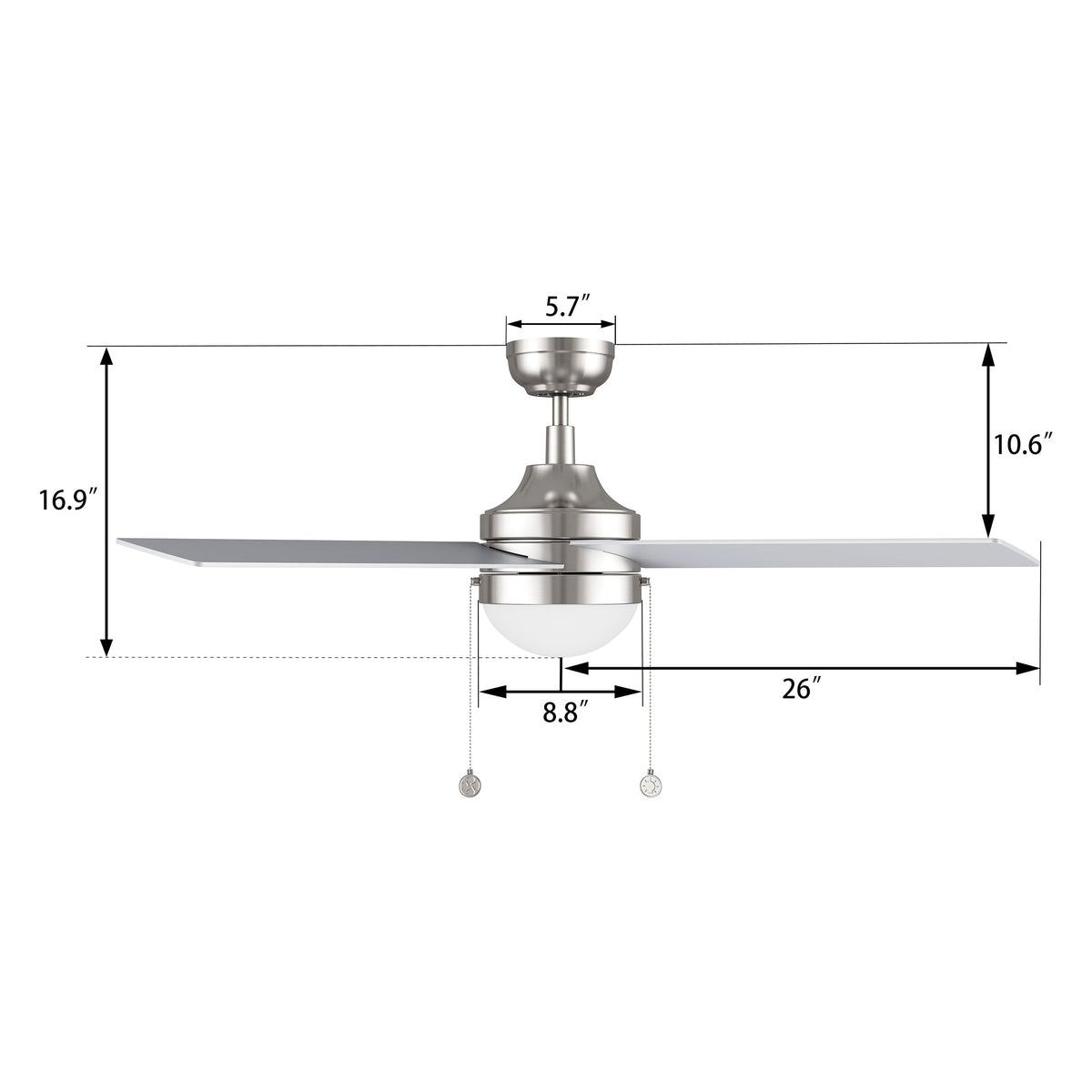 MALTA 52 inch 4-Blade Ceiling Fan with LED Light & Pull Chain