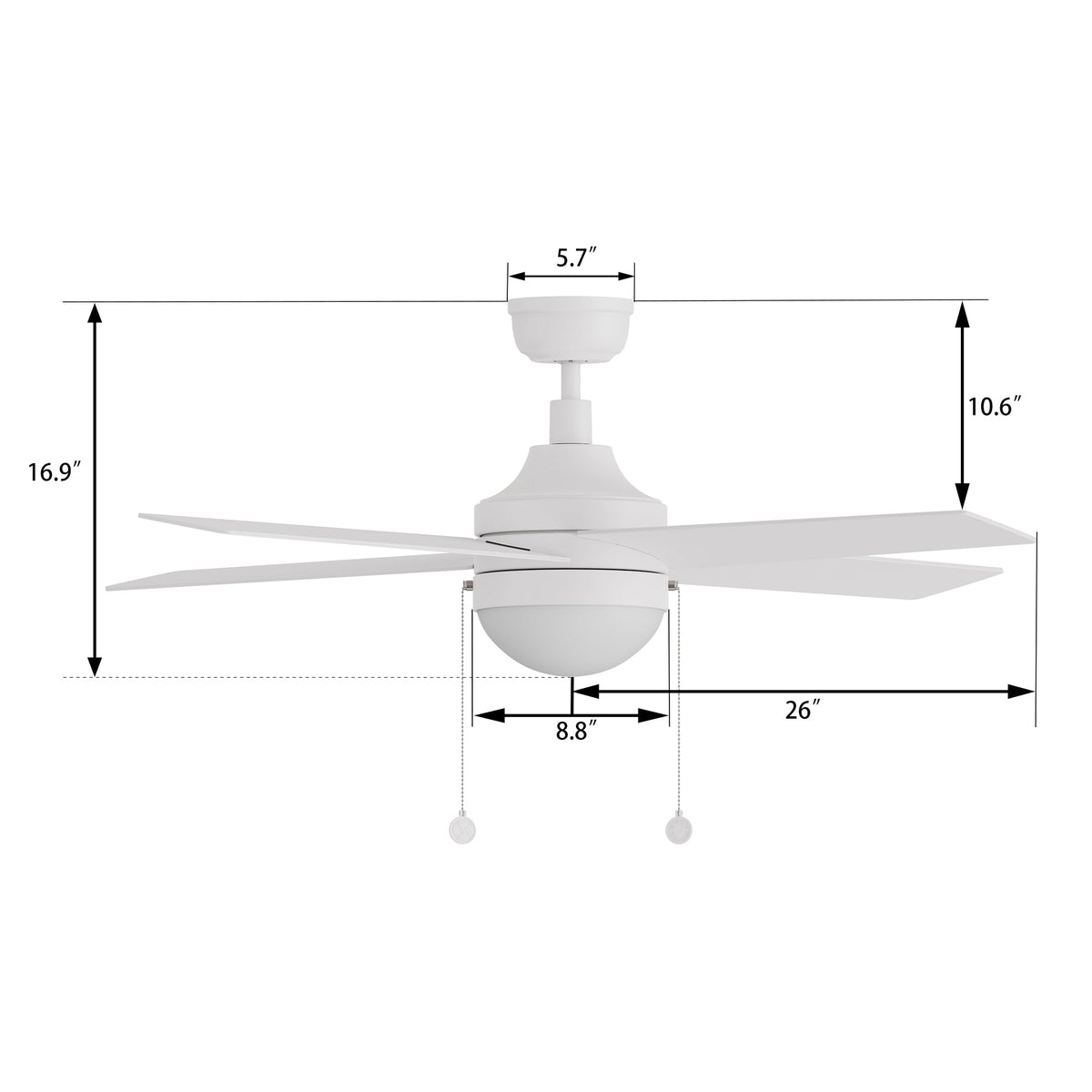 MALTA 52 inch 4-Blade Ceiling Fan with LED Light & Pull Chain
