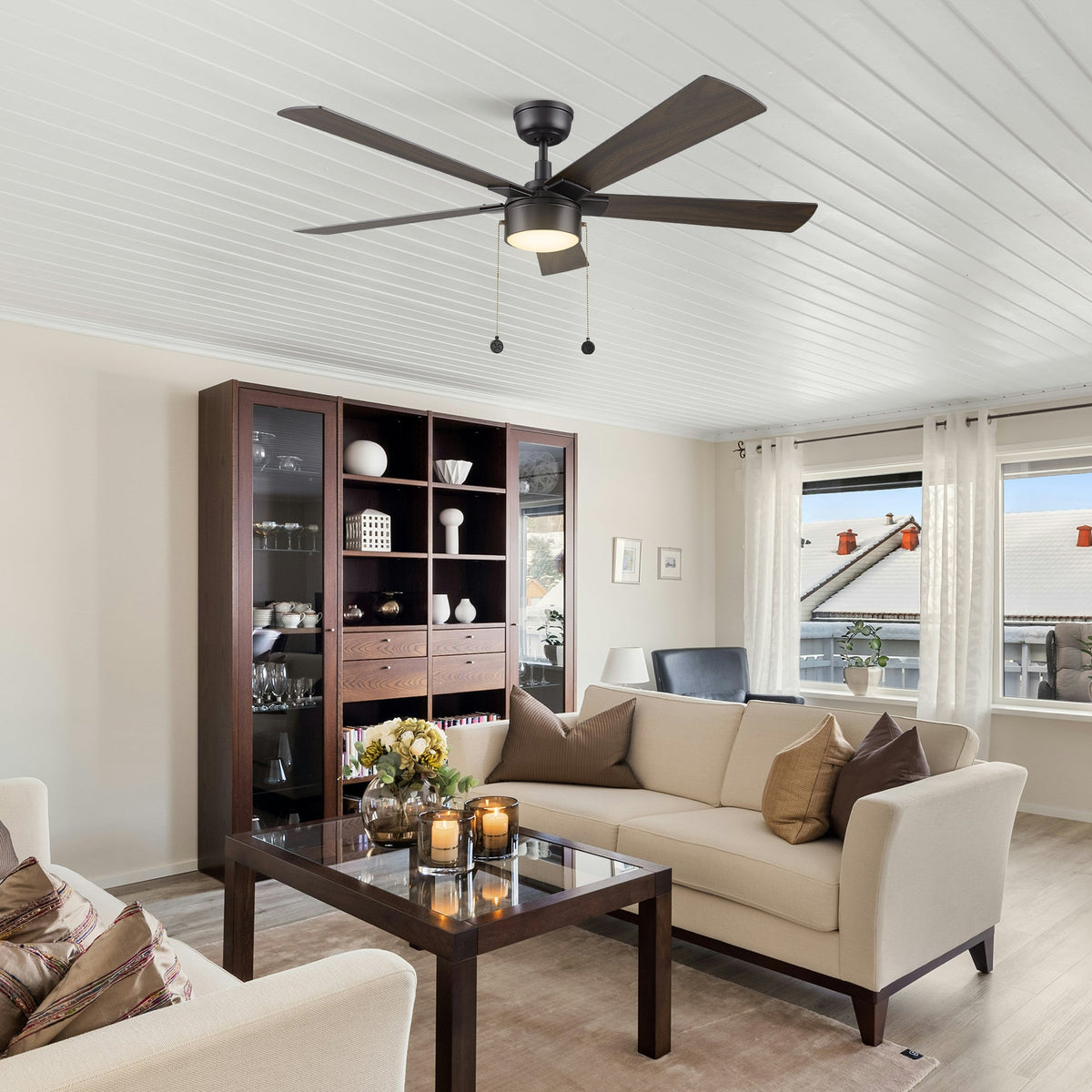 RYKER 52 inch 5-Blade Ceiling Fan with LED Light & Pull Chain