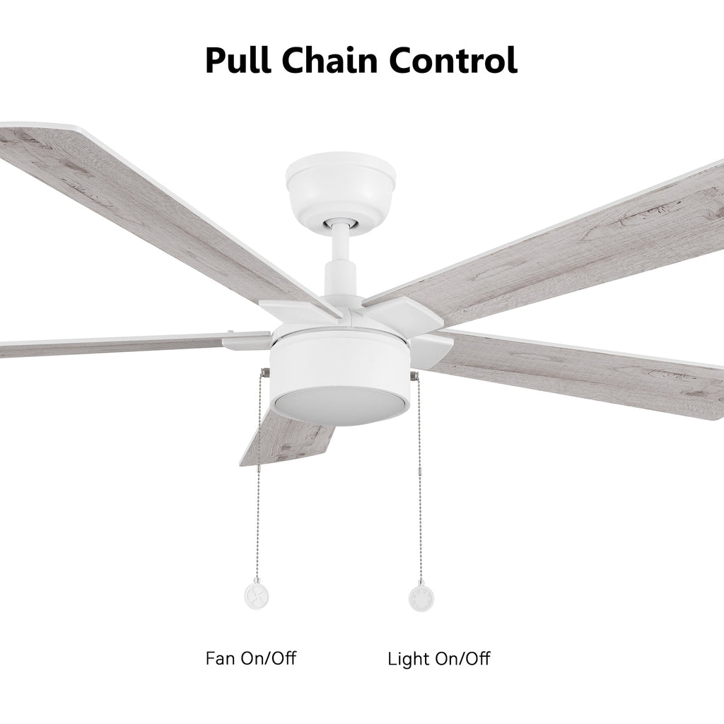 RYKER 52 inch 5-Blade Ceiling Fan with LED Light & Pull Chain