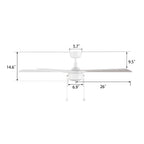 RYKER 52 inch 5-Blade Ceiling Fan with LED Light & Pull Chain