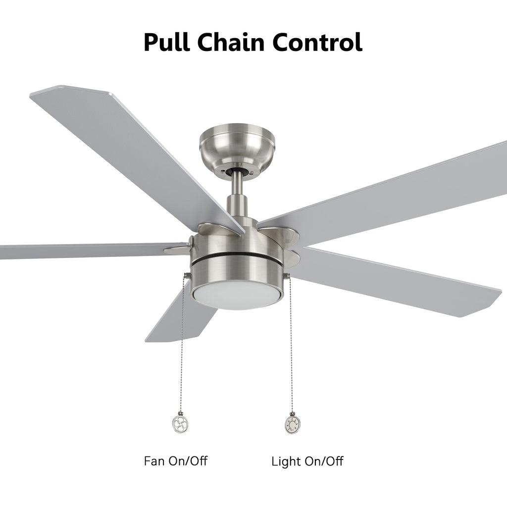 VALENCIA 52 inch 5-Blade Ceiling Fan with LED Light & Pull Chain