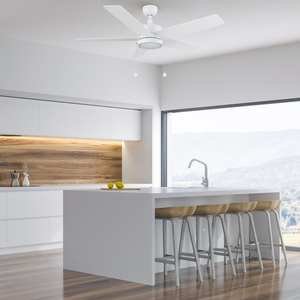 ASCOTT 52 inch 5-Blade Ceiling Fan with LED Light & Pull Chain