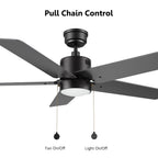 APEX 52 inch 5-Blade Ceiling Fan with LED Light & Pull Chain