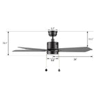 APEX 52 inch 5-Blade Ceiling Fan with LED Light & Pull Chain