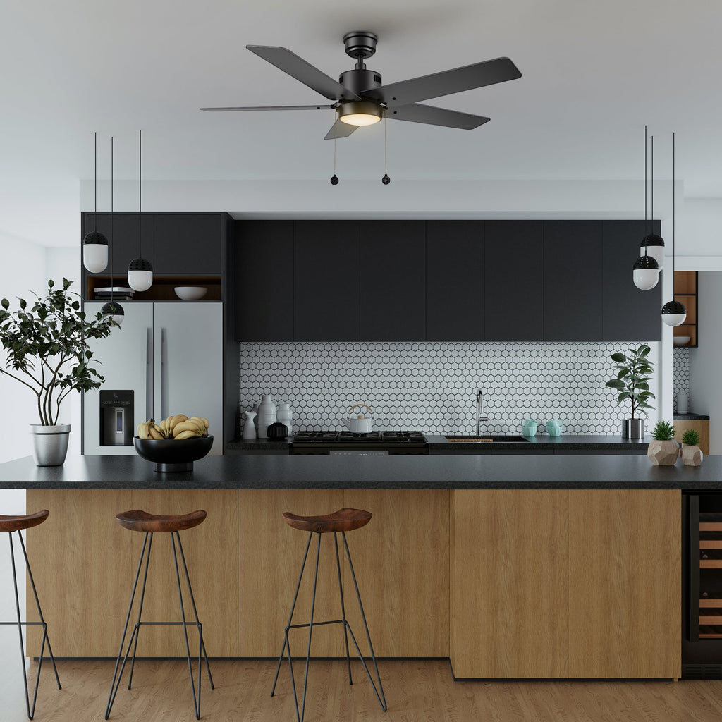 APEX 52 inch 5-Blade Ceiling Fan with LED Light & Pull Chain