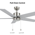 APEX 52 inch 5-Blade Ceiling Fan with LED Light & Pull Chain