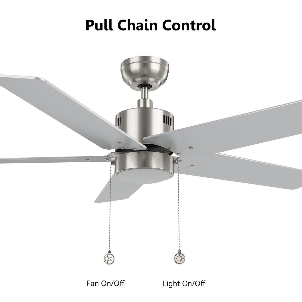 APEX 52 inch 5-Blade Ceiling Fan with LED Light & Pull Chain